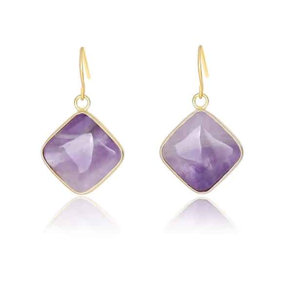 Natural Stone Amethyst Eardrops