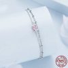 Sweet Girlish 925 Sterling Silver Exquisite Heart-shaped Bracelet