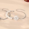 925 Sterling Silver New Chinese Obsidian Pearl Bracelet Safe Buckle Love Old Bracelet