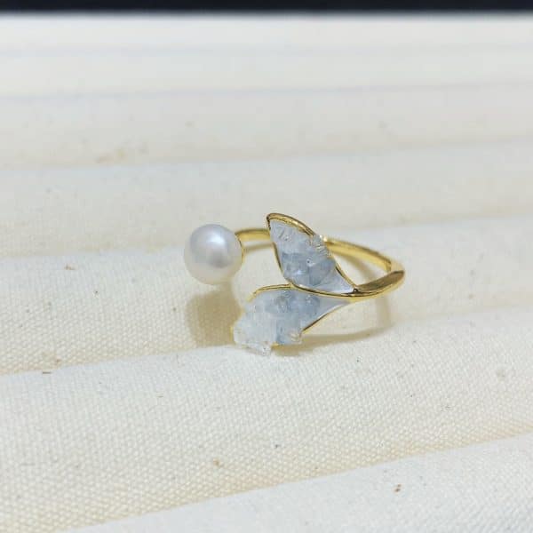 Fashion Freshwater Pearl Ring Colorful Painting Oil Flowers