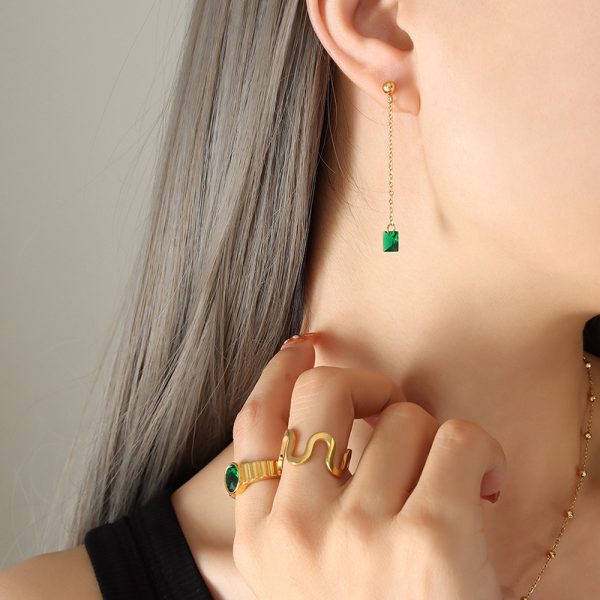 Emerald Zircon Pendant Necklace Earring Jewelry Set
