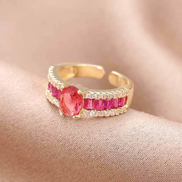 Fashion Copper Plating 18K Emerald Micro-inlaid Zircon Ring