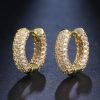 Copper Plating 18K Gold OL Circle Full Zircon Earrings