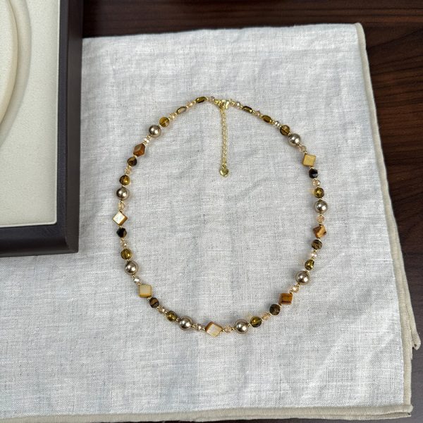 Natural Stone Necklace Women's Brown Pearl Necklace Accessories