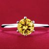 Six-claw 1 Karat Rhinestone Ring Moissanite Open Female Ring