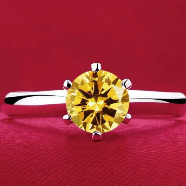 Six-claw 1 Karat Rhinestone Ring Moissanite Open Female Ring