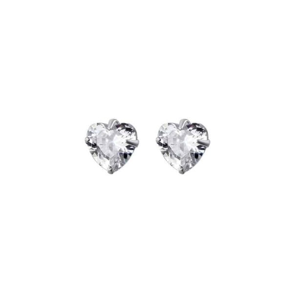 White Diamond Set Small Love Earrings