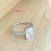 S925 Sterling Silver Moissanite High Fixed 2 Karat Rectangular