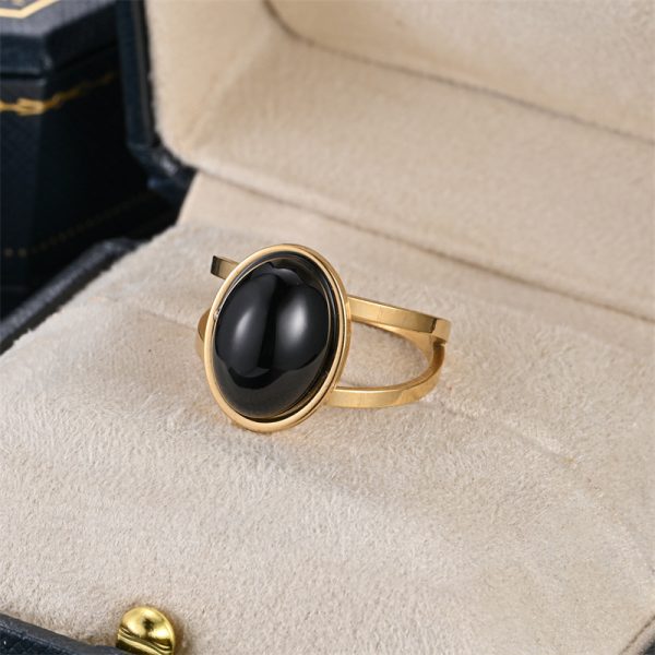 Natural Cut Stone Ring Men And Women Couple Fashion
