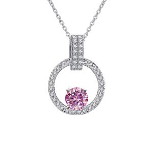 Pink Diamond Necklace Women's V-shaped Round Bag New
