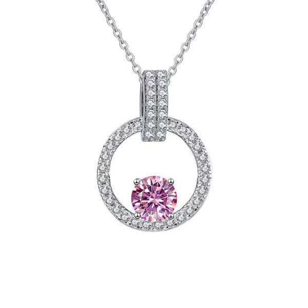Pink Diamond Necklace Women's V-shaped Round Bag New