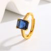 Fashion Japanese Style Simple Retro Electroplated 18K Square Zircon Ring
