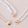 European And American Jewelry Elegant Geometric Pearl Set Necklace Simple Temperament Small Flower OT Buckle Heart-shaped Necklace
