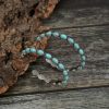 Retro Western Style Turquoise Large Circle C- Shaped Turquoise Eardrop Earring