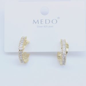 Women's Creative C-shaped Zircon Circle Stud Earrings