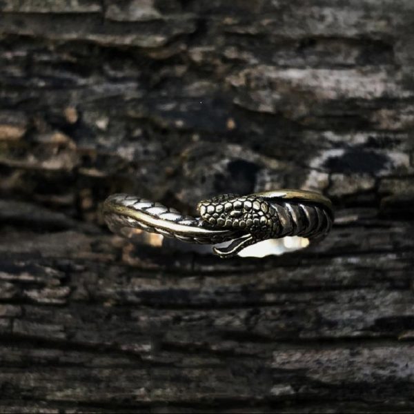 Thai Silver Handmade Mysticism Ouroboros Niche Open Couple Ring