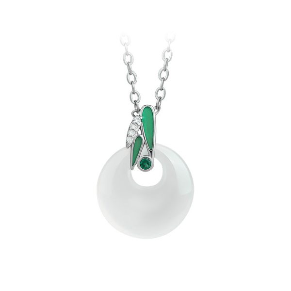 Natural White Chalcedony Ins Style Bamboo Presages Safety Light Luxury Advanced Clavicle Chain Female