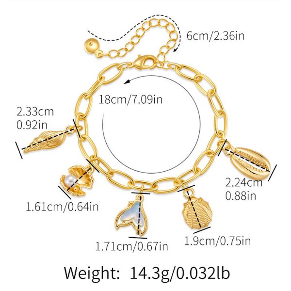 Copper Plating 18K Real Gold Color Retaining Bracelet Retro High Sense Handmade Pendant Bracelet