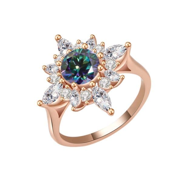 18K Gold Plating Beautiful Diamond Flower Ring