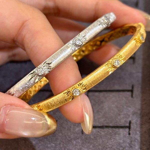 Woven Carved Gold Bracelet Good Luck Comes Brushed High-grade Light Luxury Bracelet For Women