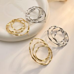 Style Exaggerated Big Circle Three-dimensional Twisted Personality Ear Studs Cold Style High Sense