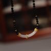Natural Frosted Black Agate White Chalcedony Necklace