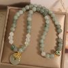 Aventurine Double-layer Jade Bracelet For Women Light Luxury Minority Exquisite Peace Buckle