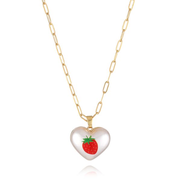 Temperament Girlish Heart Necklace FHearts Fruit Pendant