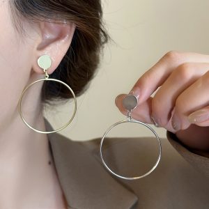 Exaggerated And Personalized Metal Circle Earrings Simple