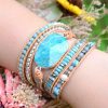 Cut Angle Tianhe Stone Cowhide Woven Bracelet