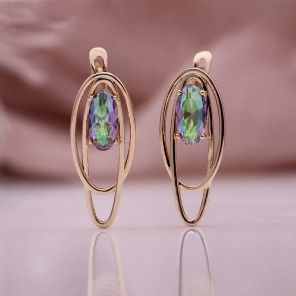 Rose Gold Coconut Circle Hollow Colored Zircon Earrings