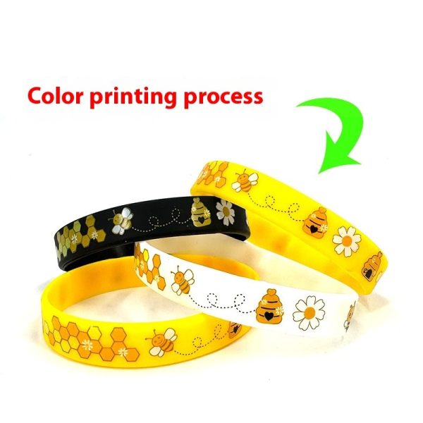 Little Bee Color Printing Cute Cartoon Pattern Silicone Bracelet