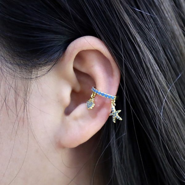 b3ecc5ac-88a7-4018-9165-2970a8374a86.jpg Micro-set Zircon Ear Clips Starfish And Shell With White Diamonds