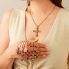 Stainless Steel Necklace Titanium Steel Cross Colorful Crystals Adjustable Female