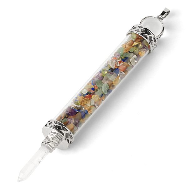 Rhodolite Crushed Stone Wishing Bottle Wing Scepter Jewelry Pendant Crystal Crafts