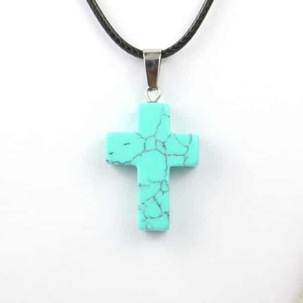Fashion Natural Stone Cross Necklace