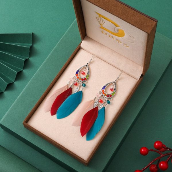 Women's Drop-shaped Feather Earrings Jewelry
