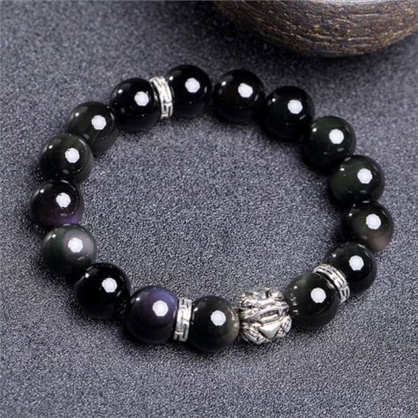 Silver 999 Natural Obsidian To Cloud Year Of Bracelet