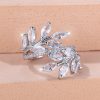 Horse Eye Zircon Leaf Ring Fashion All-match