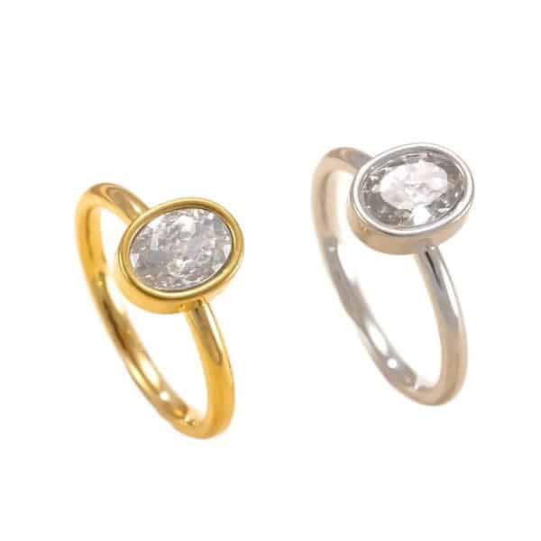 Stainless Steel Ornament Oval Zircon Simple Advanced Titanium Steel Ring