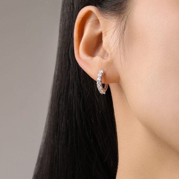 S925 Sterling Silver Circle Full Diamond Earrings Women's European And American Fashion
