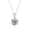 Inlaid Moissanite Plain Heart Pendant Clavicle Chain Necklace