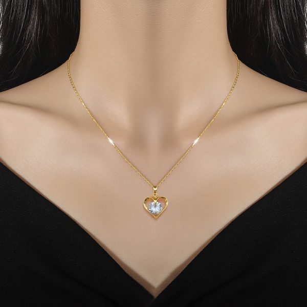 Light Luxury Temperament Real Gold Gorgeous Loving Heart Zircon Necklace For Women