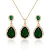 Bright Big Zircon Water Drops Necklace Eardrops Suit Bride Wedding Jewelry Simple Graceful