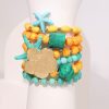 Women's Colorful Beaded Gold Starfish Bracelet