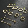 5 Pairs Gold And Silver Ring Earrings Set