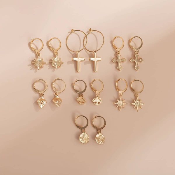 Multi-element Cross Eye Set Earrings Ins Pastoral Style