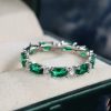 Elegant Retro Green And White Zircon Inlaid Finger