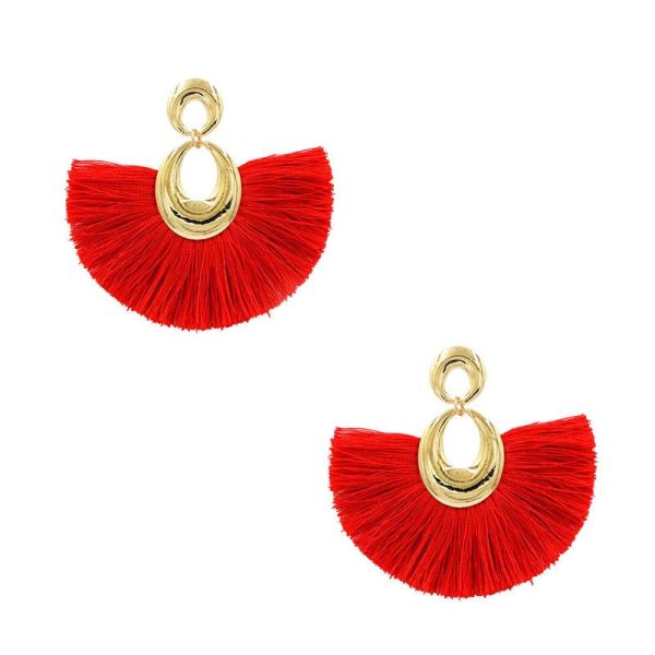 Water Drop Fan-shaped Tassel Earrings