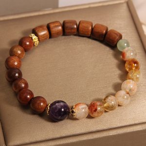 Yellow Pear Yellow Tower Crystal Ebony Amethyst Bracelet